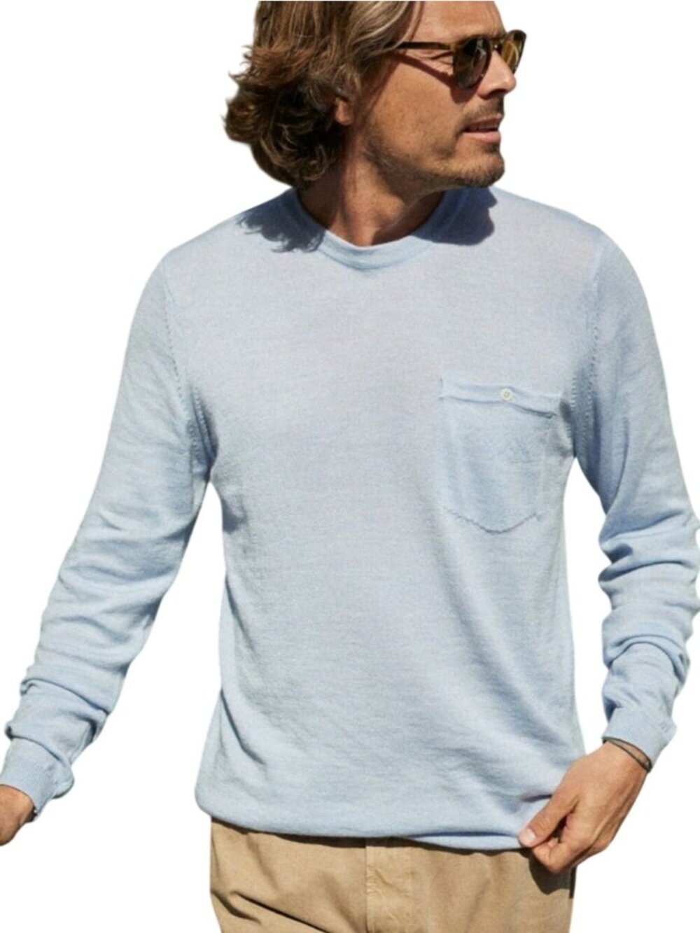 Outerknown Palisades Pocket Crew Sweater Extrafine Merino Wool All Season Size L